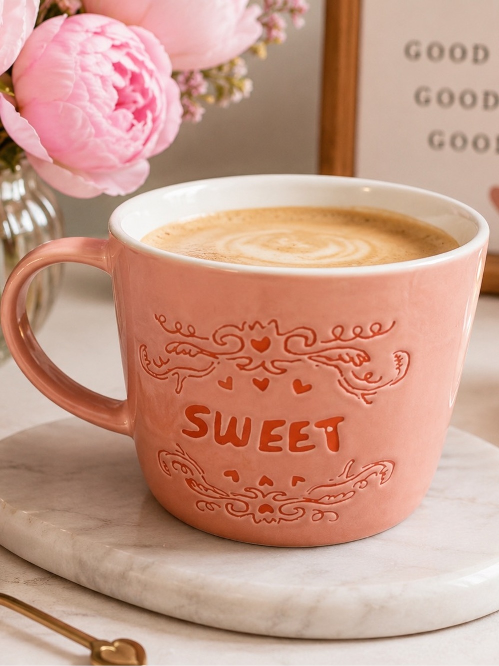 Opalhouse Sweet Pink Heart Coffee Mug Stoneware Coquette Cottagecore
